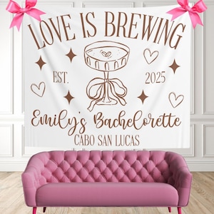 Love is Brewing Bach Party Decor, Love is Brewing Banner, Espresso Martini Bridal Shower Backdrop, Espresso Martini Bachelorette Decor Sign