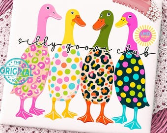 Dumme Gans PNG, Kokette Gans PNG, Preppy Gans PNG, Neon Girly Sommer Sublimationsdesign, Bunte Sommergans, Trendige Boutique PNG