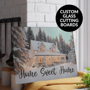Home portrait, Custom housewarming gift, our first home cutting board, home sweet home custom photo custom text house portrait, realtor gift