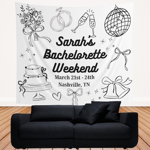 Personalized Bachelorette Party Banner, Bachelorette Party Weekend Decor, Beach Bach Nash Bach Custom Tapestry Bachelorette Photo Backdrop