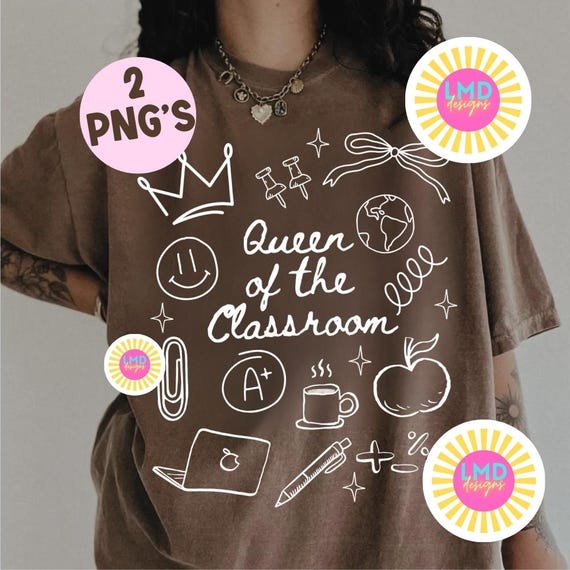 Preppy Teacher PNG Queen of the Classroom Png, Preppy Coquette Teacher Png Teacher Life png Back to school sublimation, Teacher Gift png