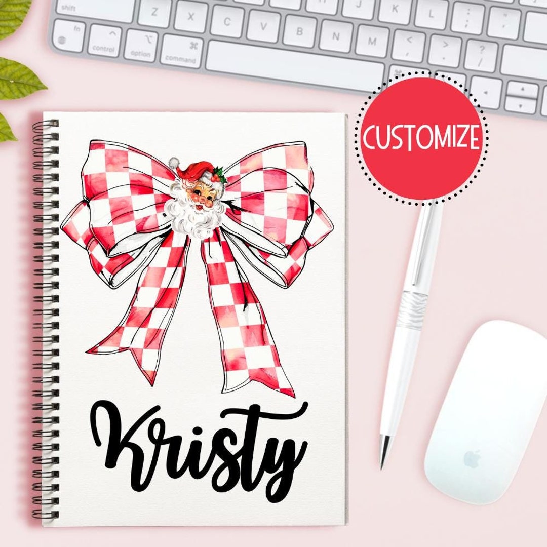 Personalized Notebook, Retro Santa Notebook, Christmas Notebook Journal ...