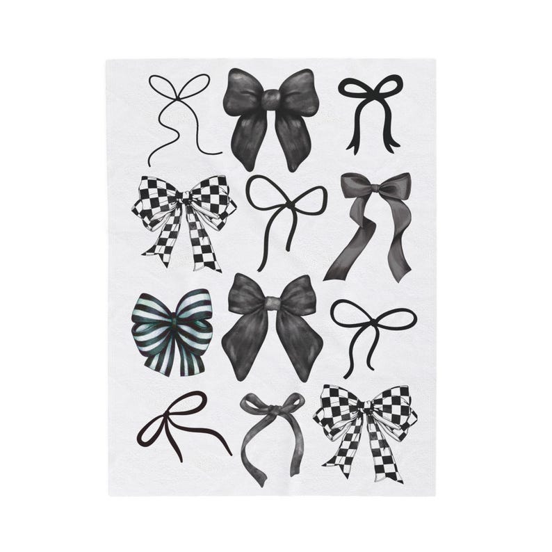 Coquette Blanket | Black Bow Velveteen Plush Blanket | Coquette Aesthetic Room Decor | Cute Throw Blanket | Xmas and Birthday Gift for her image 4