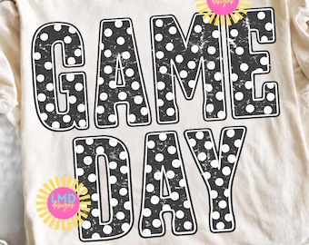 Gameday PNG, Polka Dot Football png, Football Mom png, Football Shirt Png, Black Football shirt sublimation, Game Day Digital Download