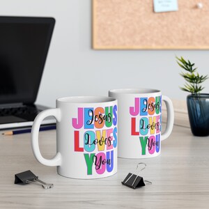 Mug Humoristique Rude "Jesus Loves You C*nt" – Céramique Blanche, 300ml, Personnalisable, Neuf