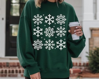 Snowflake Sweatshirt, Women's Christmas Shirt, Winter Snowflake Shirt, Winter Top Snow Shirt Holiday Shirt, Christmas Gift, Snow Xmas Top