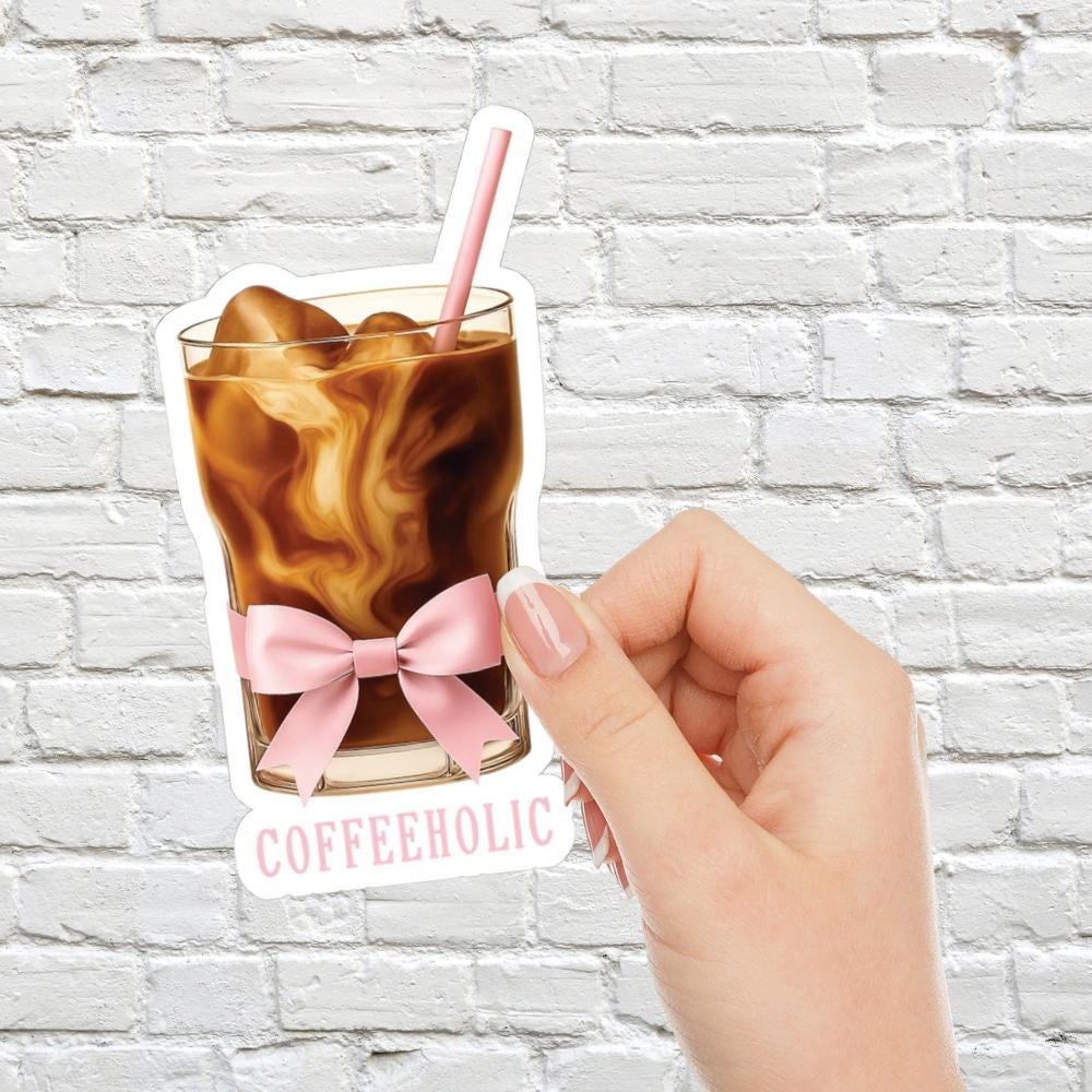 Coquette Coffee Sticker, Coffeeholic sticker, coffee lover gift, coffee addict sticker decal for laptop, stanley tumbler water bottle decal