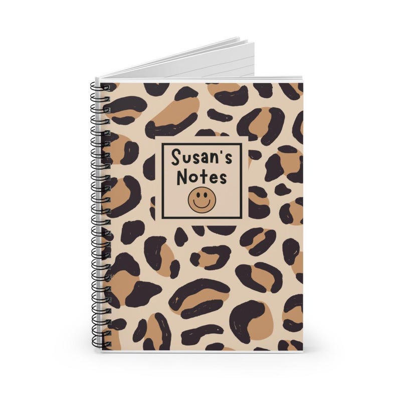 Personalized Leopard Print Notebook, Custom Name Journal, Leopard