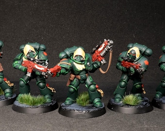Dark Angels Intercessor Squad painted Warhammer 40000. Commisions paint.