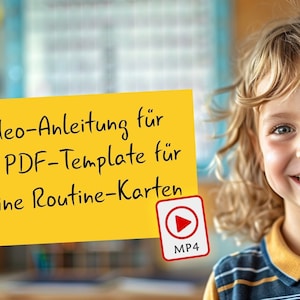 Instruções em vídeo, modelo em PDF para download de cartões de rotina, arquivo digital personalizado, plano semanal infantil, cartões alemães, plano diário de rotina, faça você mesmo