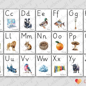 26 briefposters DOWNLOAD onmiddellijk, PDF, digitaal, Duits, alfabet, poster, brieven, taal, basisscript, school, kinderen, leren, DIN A4
