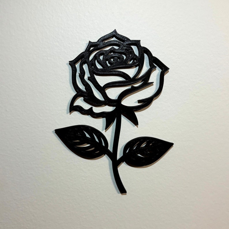 Rose Stem Original Minimalist Wall Art Physical Item Outline Stencil 3D ...
