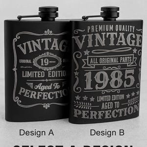 Personalized Engraved Matte Black Flask: Vintage Style Stainless Steel Gift