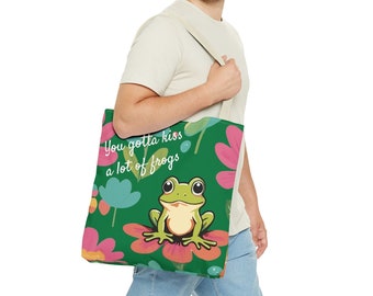 Tote bag for women, Man I Love Frogs, kawaii frog, cute tote bag, shopping bag, frogcore, Mushroom, Frog Lover