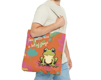 Cute frog, frog and toad, Tote bag for women, shopping bag, beach Bag, Mushroom, Frog Lover, Frogcore, Man I Love Frogs