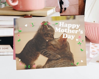 Mother's Day Card, Mother's Day Gift, Cat Mom, Cat Mother, Greeting Card For Mom For Mum