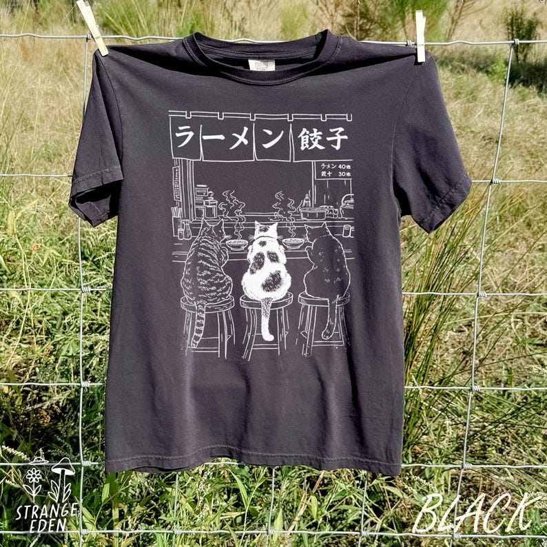 Cat Ramen Shirt, Funny Cat Tee, Comfort Colors Tee