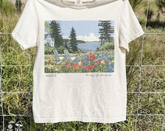 Maine 90s Vintage Coastal Graphic Tee, Comfort Colors, Retro Summer T-Shirt, Oversized Vacation Top