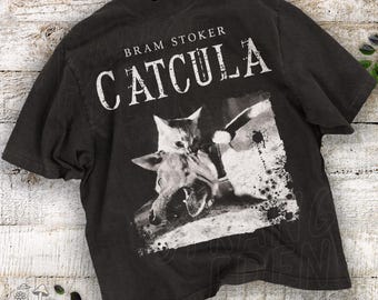 Cat Vampire shirt, Catcula tshirt, Funny Cat shirt, Grunge tshirt, Vintage Shirt, 80s, 90s, Retro, Witchy shirt, Goth, Emo, Punk shirt