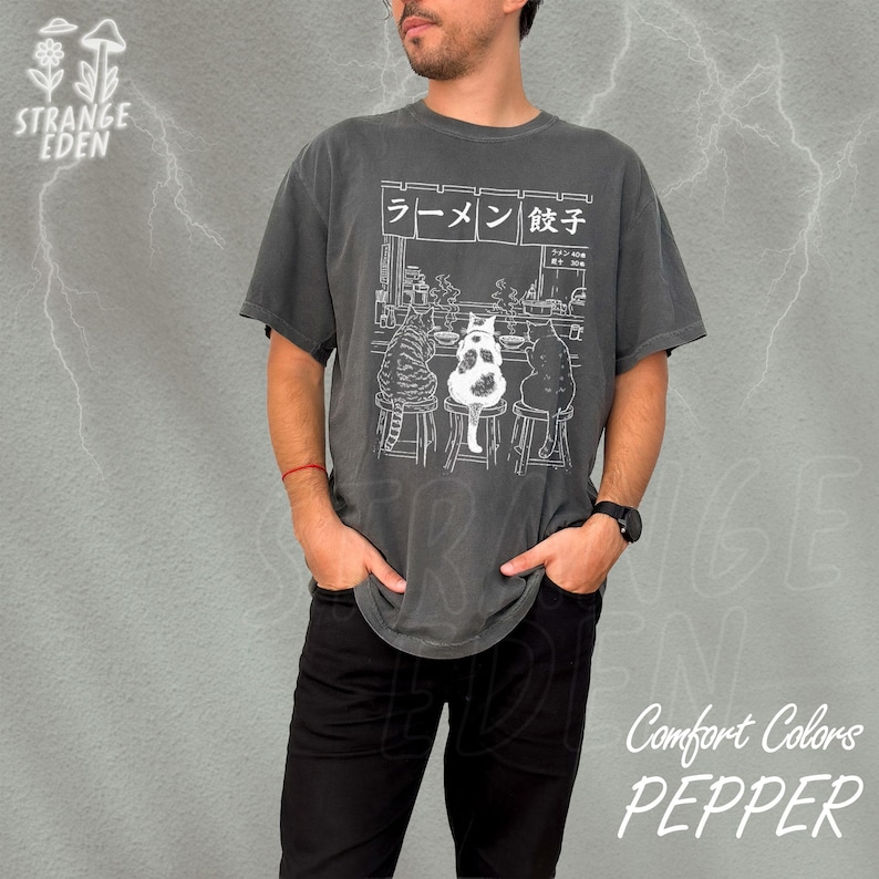 Cat Ramen Shirt, Funny Cat Tee, Comfort Colors Tee
