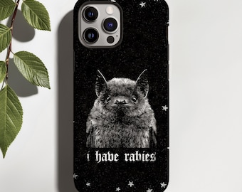 I Have Rabies Bat Phone Case : grunge y2k iPhone 17 16 15 14 13 12 Pro Max Plus Air MagSafe, Samsung Galaxy S25 S26, Google Pixel