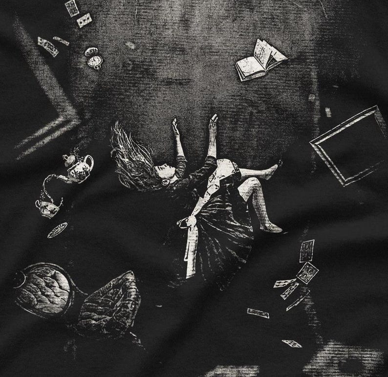 Alice in Wonderland t shirt, dark academia shirt, Witchy shirt, dreamcore, horror, Goth, grunge, Emo tee