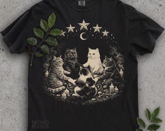 Cat Ritual shirt - Support Your Local Coven, Black cat shirt, Witchy shirt, Funny Cat shirt Grunge tshirt Vintage Shirt 80s 90s Goth