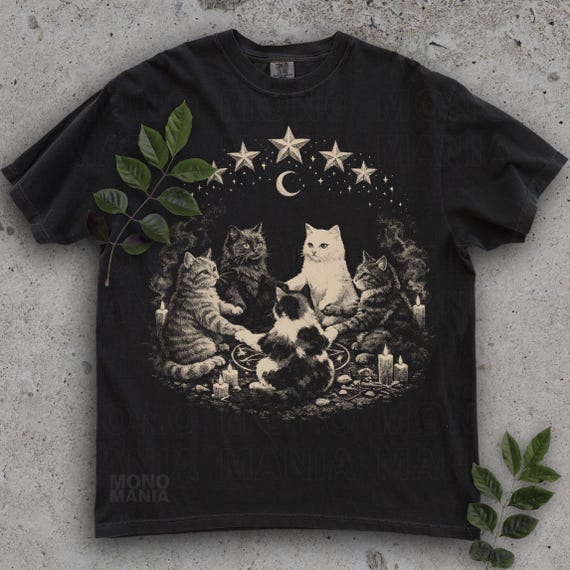 Cat Ritual shirt - Support Your Local Coven, Black cat shirt, Witchy shirt, Funny Cat shirt Grunge tshirt Vintage Shirt 80s 90s Goth