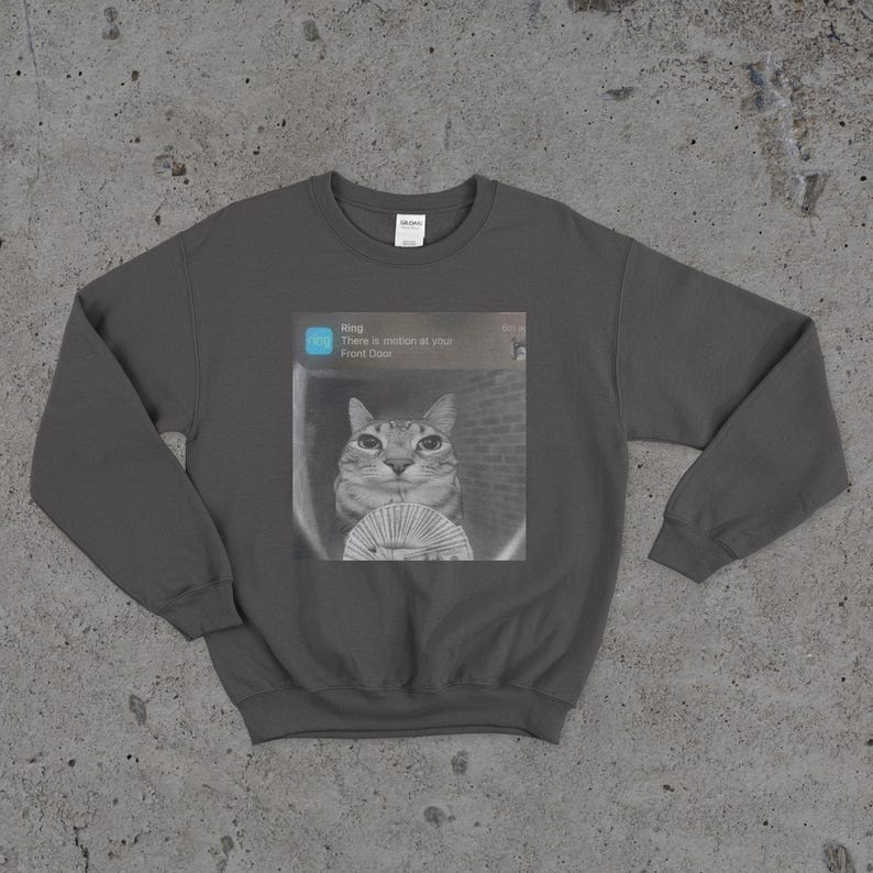 Ring Cat with Motion Meme - Funny Cat Shirt, Parody Tees, Funny Cat, Cat Meme, Meme Shirts, Shitpost Shirt, Silly Shirts Cotton Oversized
