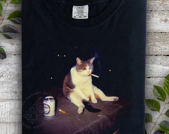Funny Smoking Cat Meme Shirt, Cigarette Cat Shirt, Gen Z Joke Shirt, Stupid Brainrot Gift, Cat Lover Gift, Funny Kitty Tee, Cool Cat Shirt