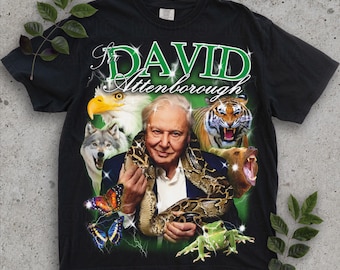 Sir David Attenborough Homage T-shirt Tee Top Retro 90's Vintage Funny Icon | Bootleg shirt
