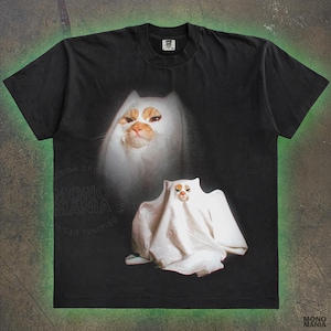 Ghost Kitten Comfort Shirt, Retro Halloween Cat Graphic Shirt, Funny Halloween Gift, Cat Halloween Shirt, Spooky Season Cat Sweatshirt