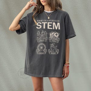 STEM Spells Tarot Energy Magic shirt, Support Local Coven, Funny Black Cat tee, Witchy tshirt, Tarot Lover gift, Grunge Goth Emo | Beige