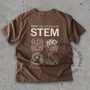 STEM Spells Tarot Energy Magic shirt, Support Local Coven, Funny Black Cat tee, Witchy tshirt, Tarot Lover gift, Grunge Goth Emo | Beige