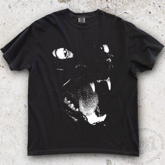 Vintage Halftone Black Cat Shirt and Long Sleeve T-Shirt: Comfort Colors Gothic Halloween Tee