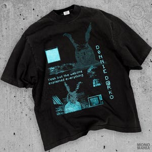 Vintage T-shirt Donnie-film, retro T-shirt konijn poster, sci-fi enge film grunge streetwear T-shirt, memorabilia jaren 2000 en 90