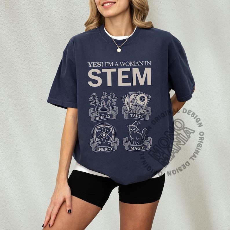 STEM Spells Tarot Energy Magic shirt, Support Local Coven, Funny Black Cat tee, Witchy tshirt, Tarot Lover gift, Grunge Goth Emo | Beige