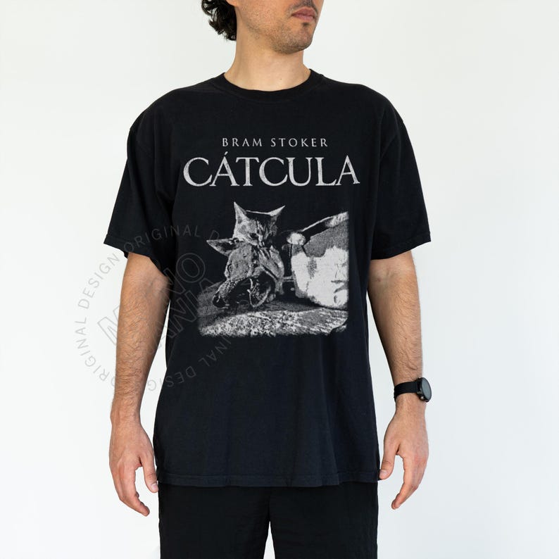 Cat Vampire shirt, Catcula tshirt, Funny Cat shirt, Grunge tshirt, Vintage Shirt, 80s, 90s, Retro, Witchy shirt, Goth, Emo, Punk shirt