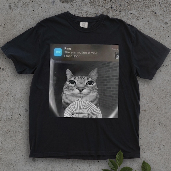 Ring Cat with Motion Meme - Funny Cat Shirt, Parody Tees, Funny Cat, Cat Meme, Meme Shirts, Shitpost Shirt, Silly Shirts Cotton Oversized