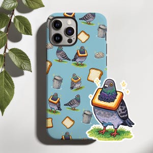 Pigeon Bread Necklace Phone Case: NYC feral rat raccoon iPhone 17 16 15 14 13 12 Air Pro Max, Samsung S25 S24 S22 Ultra, Pixel