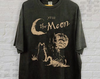 The Moon Cat T-shirt, 90s Alt Indie Rock, tarot shirt, witchy Gifts, Cat Lover gift, witch tshirt, goth emo shirt, punk horror Halloween tee