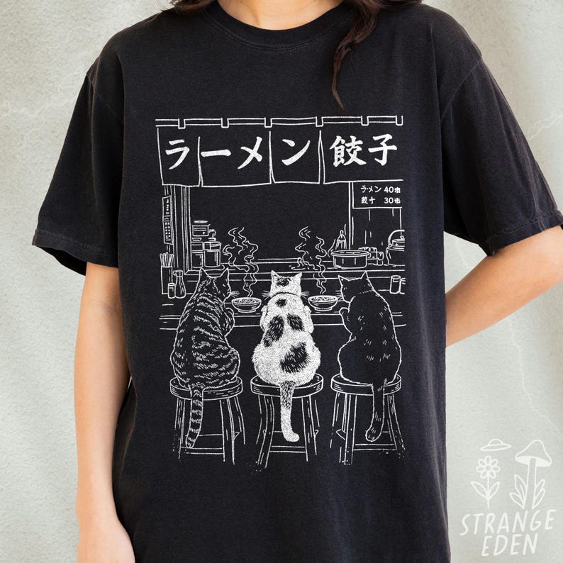 Cat Ramen Shirt, Funny Cat Tee, Comfort Colors Tee