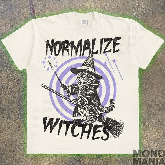 Normalize Witches cat t-shirt, Funny cat meme shirt, Grunge tshirt, Vintage Shirt, 80s, 90s, Retro, Witchy shirt, Goth, Emo, Punk shirt