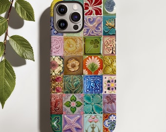 Starfish Pastel Tiles Phone Case : summer beach whimsy y2k iPhone 17 16 15 14 13 12 Pro Max Plus Air MagSafe, Samsung Galaxy S25 S26, Pixel