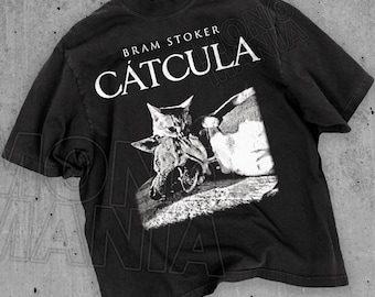 Kattvampyrskjorta, Catcula-t-shirt, rolig kattskjorta, grunge-t-shirt, vintageskjorta, 80-tal, 90-tal, retro, häxskjorta, goth, emo, punkskjorta