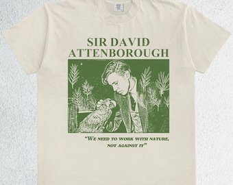 Sir David Attenborough Homage T-shirt Tee Top Retro 90&#39;s Vintage Funny Icon