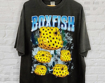 Boxfish shirt bootleg rap tee, box fish t-shirt, fish fear me, Retro Fisher Shirt | Comfort Colors