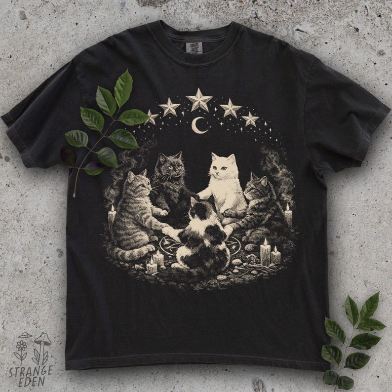 Cat Ritual shirt - Support Your Local Coven, Black cat shirt, Witchy shirt, Funny Cat shirt Grunge tshirt Vintage Shirt 80s 90s Goth,