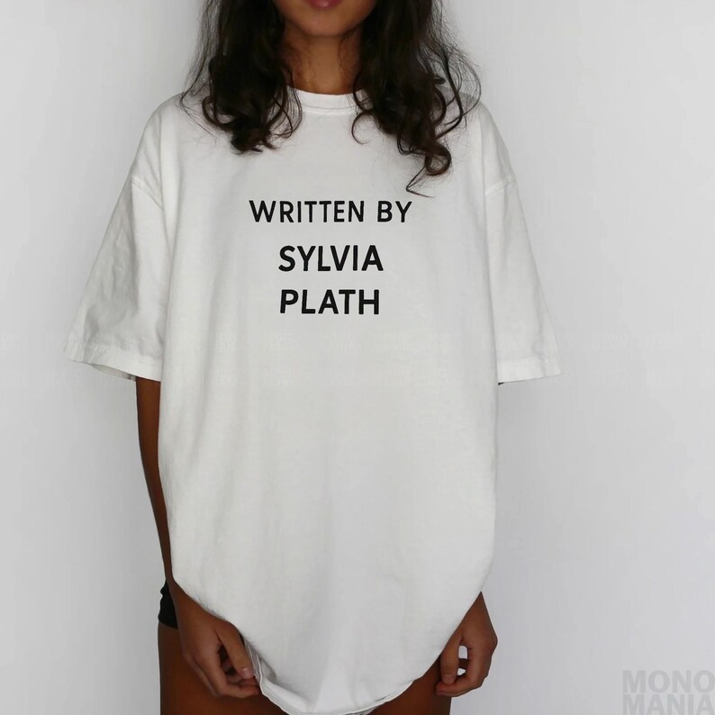 Written by Sylvia Plath Sweater baby Tee, Gift for Poet & Writer, 90s Inspired Aesthetic, Literary Shirt, coquette