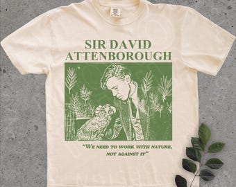 Sir David Attenborough Homage T-shirt Tee Top Retro 90's Vintage Funny Icon